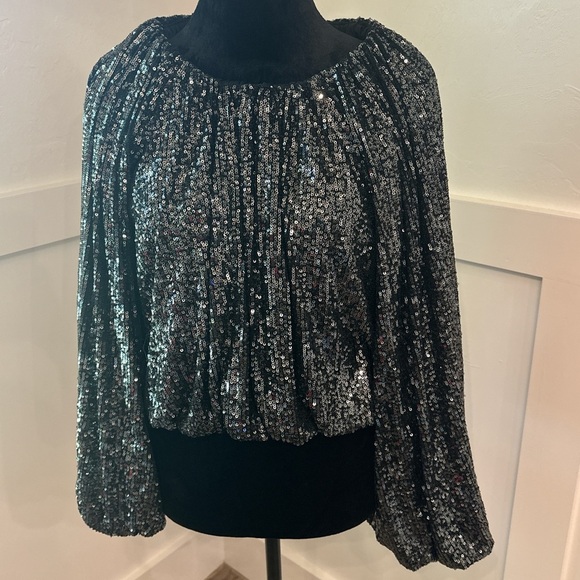 Endless Rose Black Sequin Blouse - Picture 1 of 5